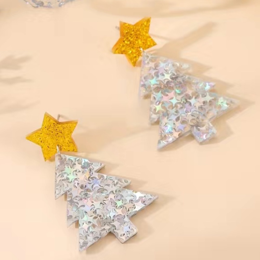 🆕 Sparkly Christmas Tree Earrings, Brand New